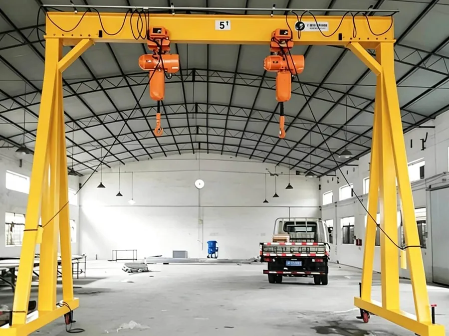 Heavy duty double girder gantry crane installed outdoors