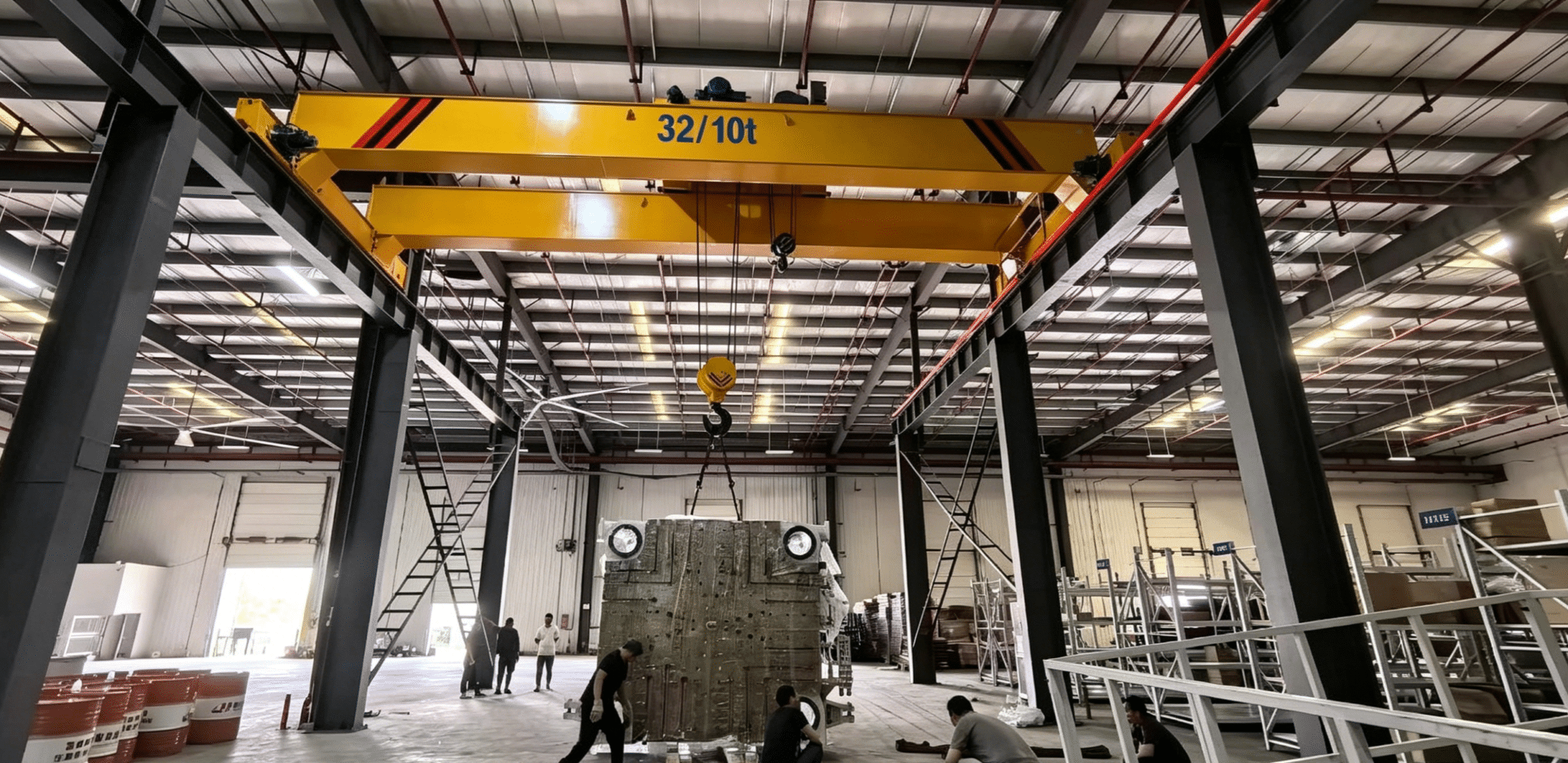 Double girder overhead crane in operation
