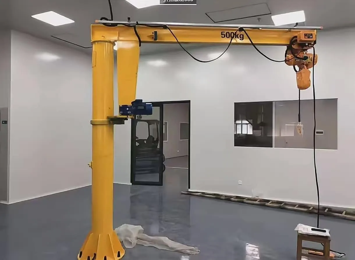500 kg pillar jib crane with chain hoist in a clean room