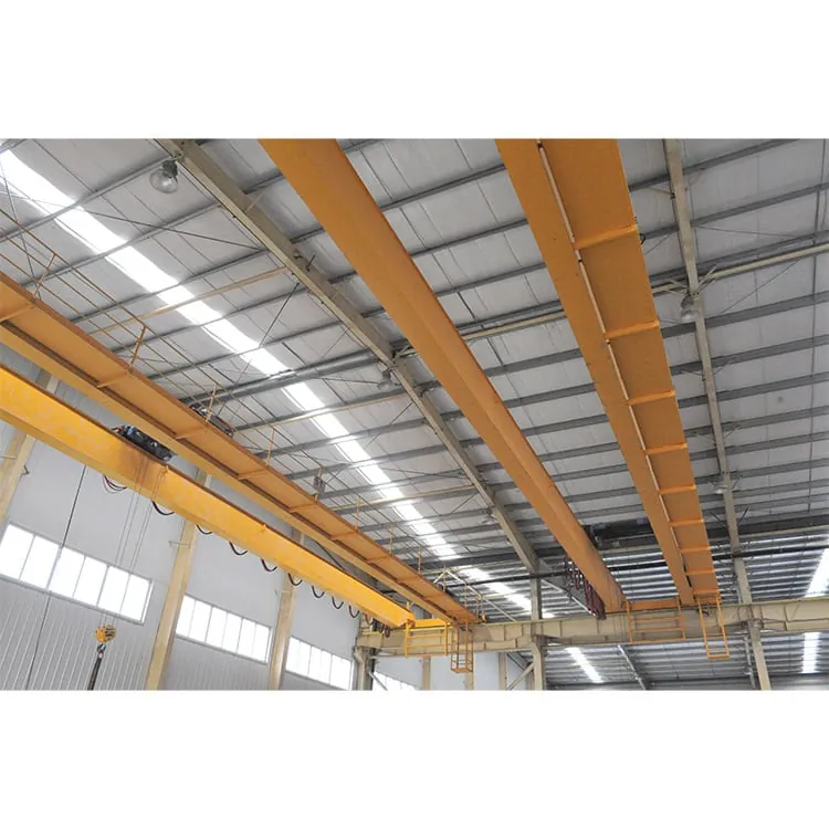 Double girder overhead crane bridge spanning a workshop bay