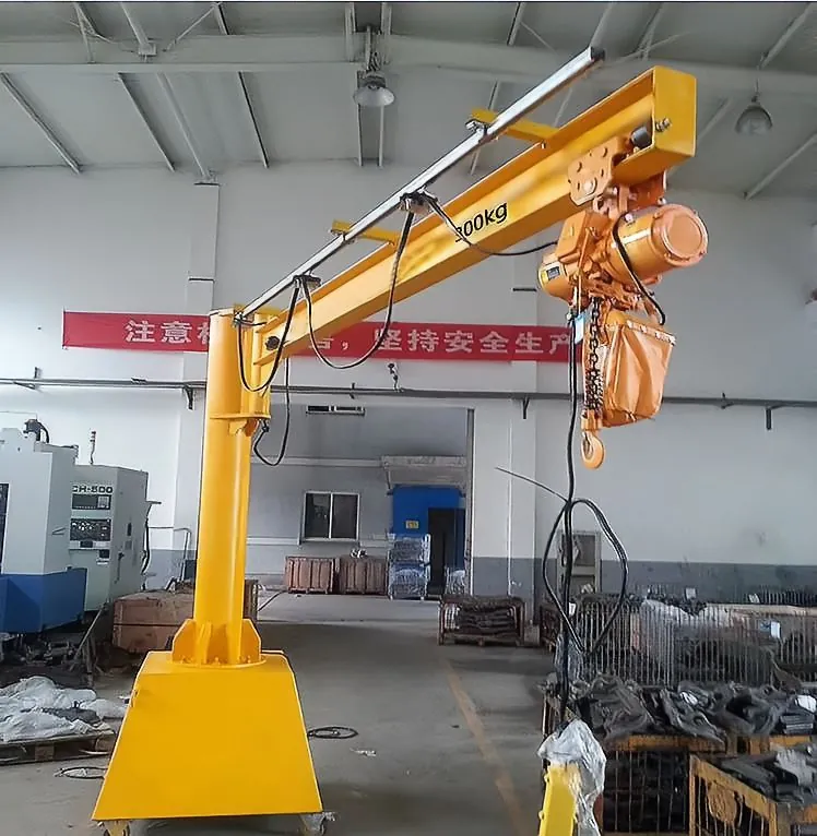 300 kg mobile jib crane with counterweight base and chain hoist