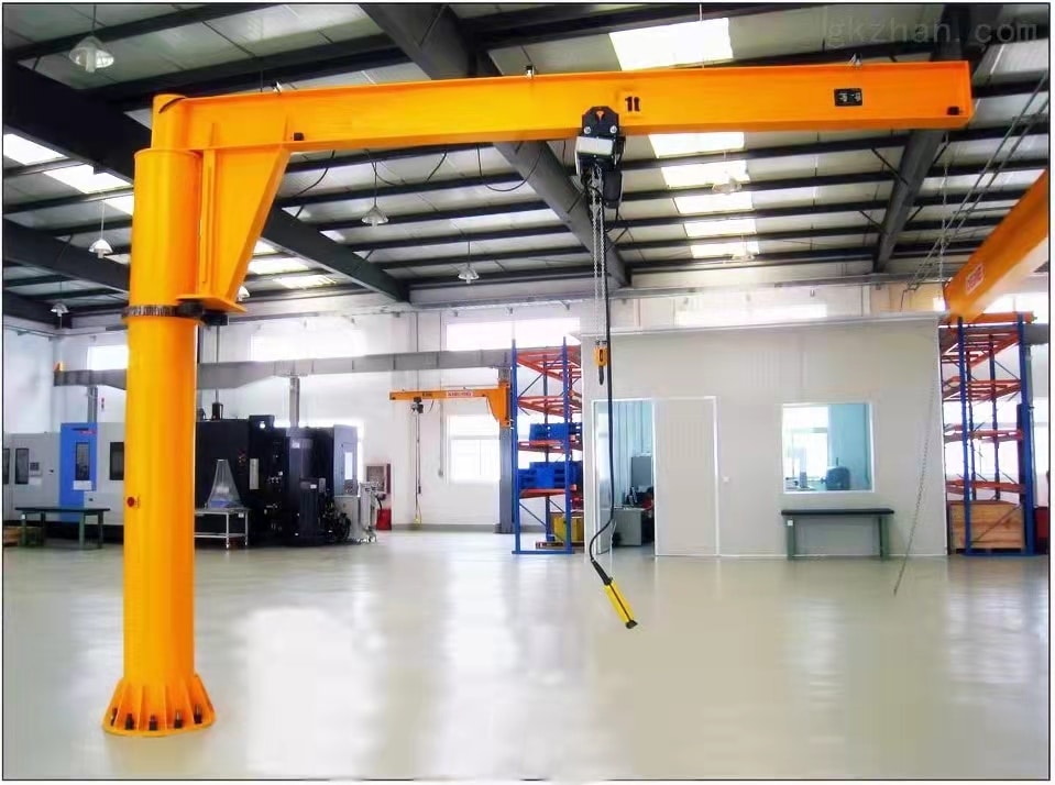 Kitanano 1 ton pillar jib crane, floor mounted fixed column jib crane with electric hoist