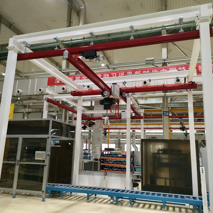 KBK modular light crane system installed over an assembly line